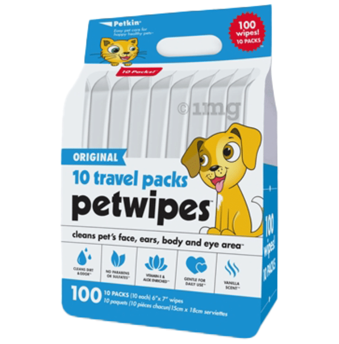 Petkin Travel Pack Pet Wipes 15cm x 18 cm
