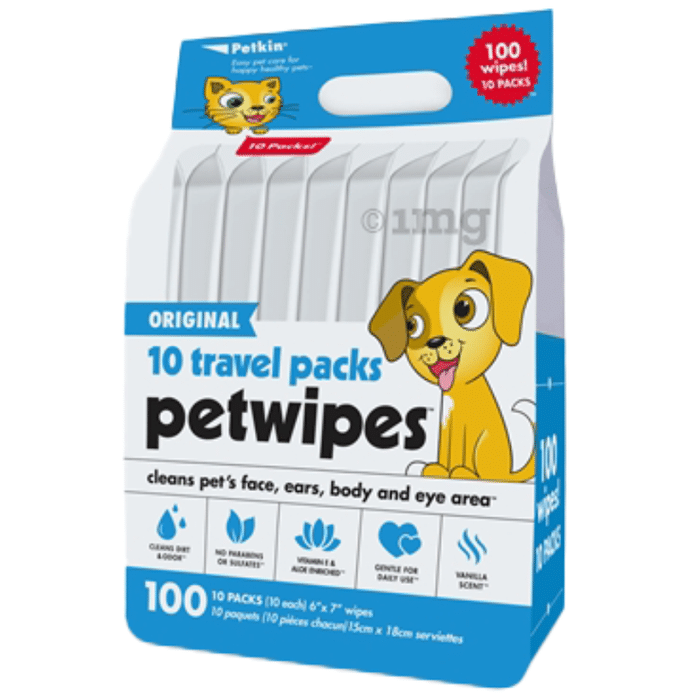 Petkin Travel Pack Pet Wipes 15cm x 18 cm