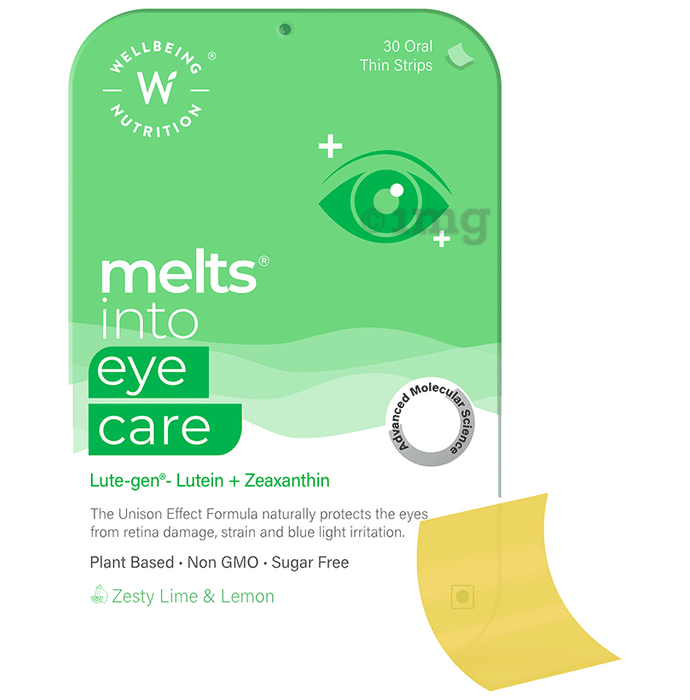 Wellbeing Nutrition Melts Into Eye Care Oral Thin Strip Zesty Lime & Lemon Sugar Free