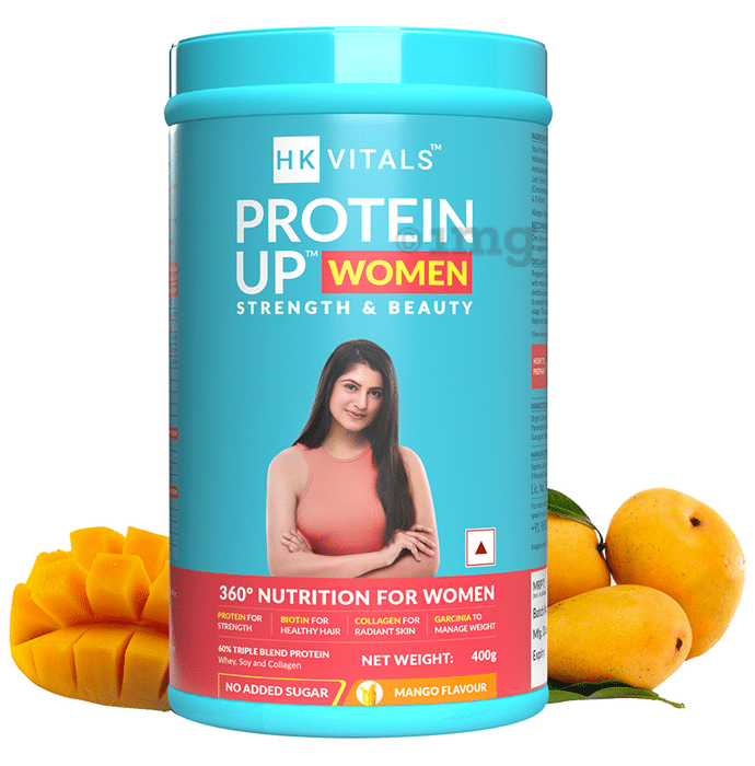 HK Vitals Protein Up Women | Powder with Whey Protein, Collagen & Biotin for Strength & Beauty Powder Mango