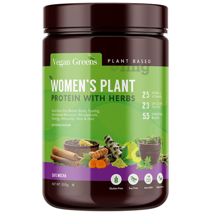 Vegan Greens Women Plant Protein With Herbs Powder Cafe Mocha