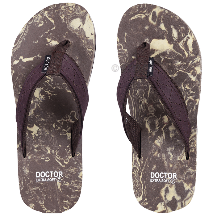 Doctor Extra Soft D29 Orthopaedic | Diabetic | Stylish | Comfortable | MCR |Anti-Skid | Rubber Flip-Flop for Men Brown 6
