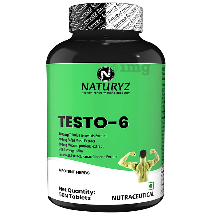 Naturyz Testo-6 Plant-Based Testosterone Booster Tablets For Men Supports Strength, Stamina & Muscle Growth