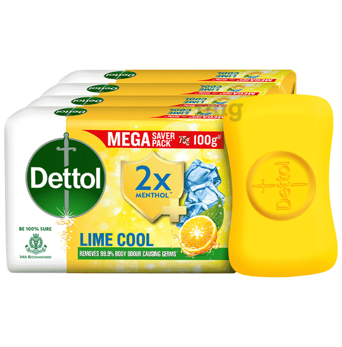 Dettol 2x Menthol Lime Cool Mega Saver Pack of Bathing Soap Bar (100gm Each)