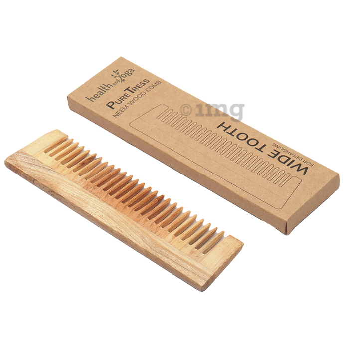 HealthAndYoga  PureTress Neem Wood Tooth Comb Wide