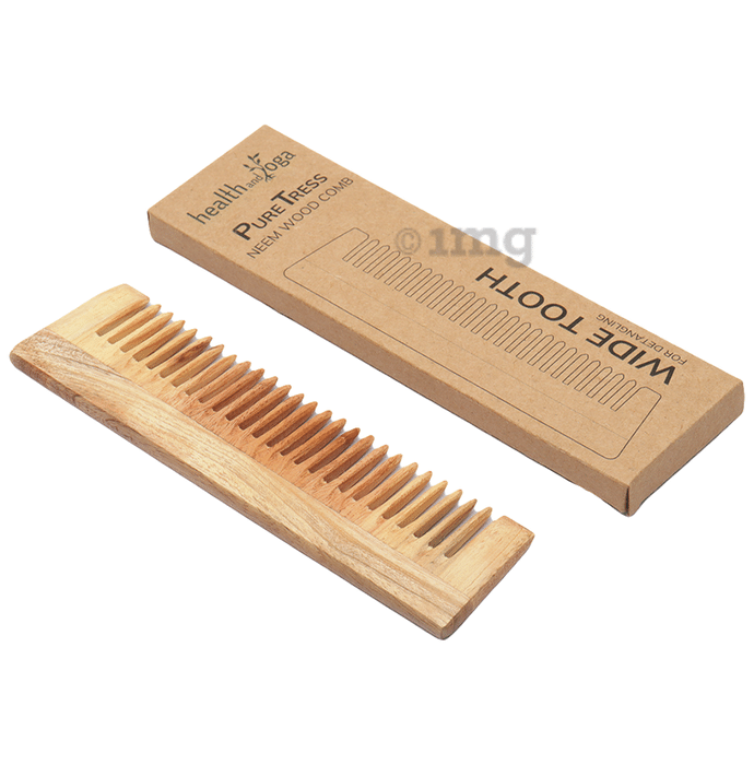 HealthAndYoga  PureTress Neem Wood Tooth Comb Wide