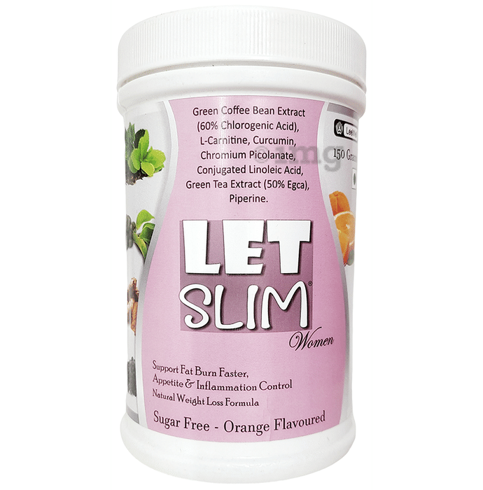 Let Slim Women Weight Loss Supplement for Females Support to Lose Belly Fat Burner, Garcinia Cambogia, Green Tea Drink Orange Sugar Free