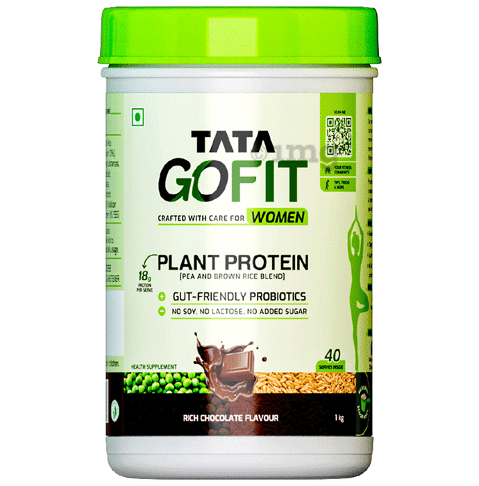 Tata Go Fit Plant Protein for Women, Gut-Friendly Probiotics Rich Chocolate