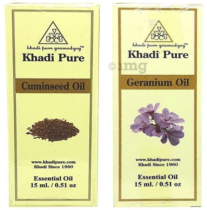 Khadi Pure Combo Pack of Cuminseed Oil & Geranium Oil (15ml Each)