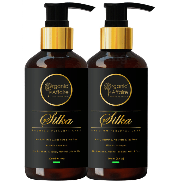 Organic Affaire Silka Shampoo with Basil, Tea Tree & Aloe Vera for Dandruff (200ml Each)