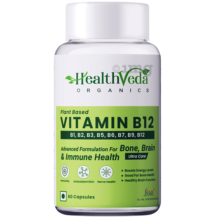 Health Veda Organics Plant Based Vitamin B12 | Capsule for Healthy Metabolism & Nervous System
