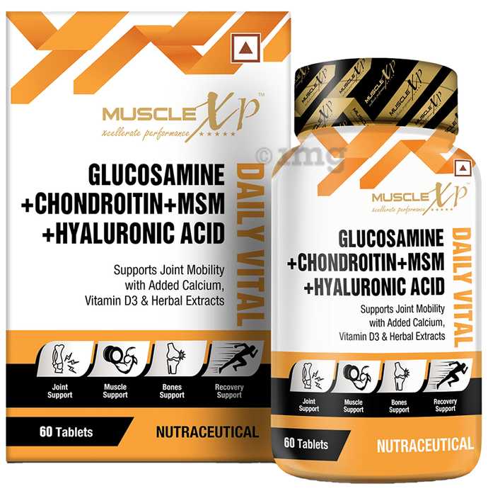 MuscleXP Glucosamine + Chondroitin + MSM + Hyaluronic Acid Daily Vital Tablet (60 Each)