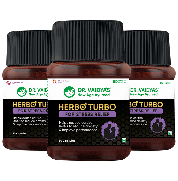 Dr. Vaidya's Herbo 24 Turbo Capsule Made For Stress Relief (30 Capsules Each)