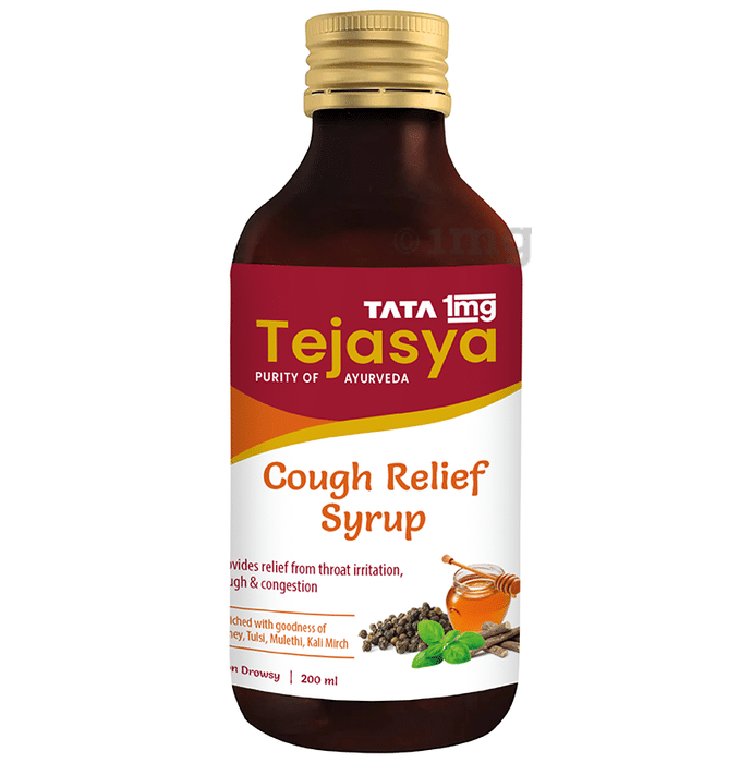 Tata 1mg Tejasya Cough Syrup | Provides relief from Cold, Cough, Sore throat, Congestion and Throat irritation