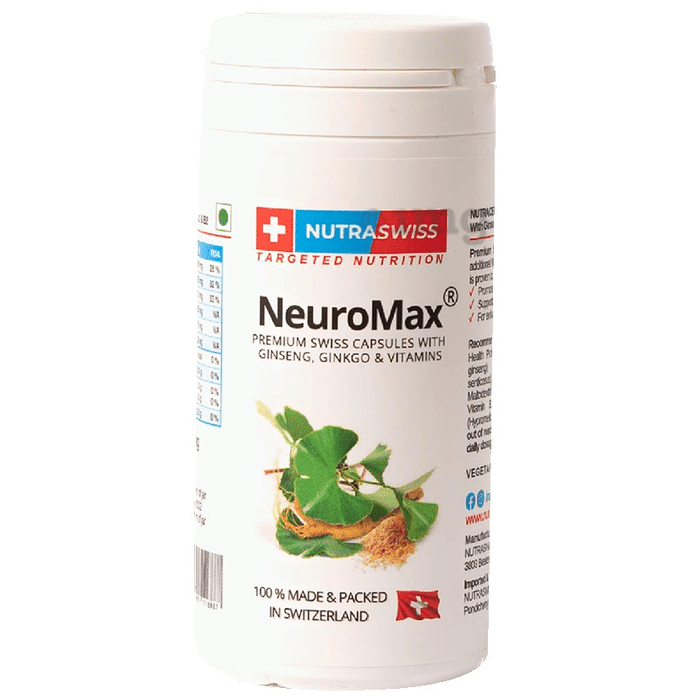 Nutraswiss NeuroMax with Ginseng, Ginkgo & Vitamins | For Nervous System | Capsule