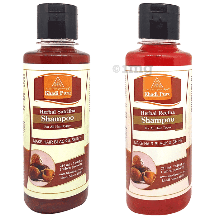 Khadi Pure Combo Pack of Herbal Satritha Shampoo & Herbal Reetha Shampoo (210ml Each)