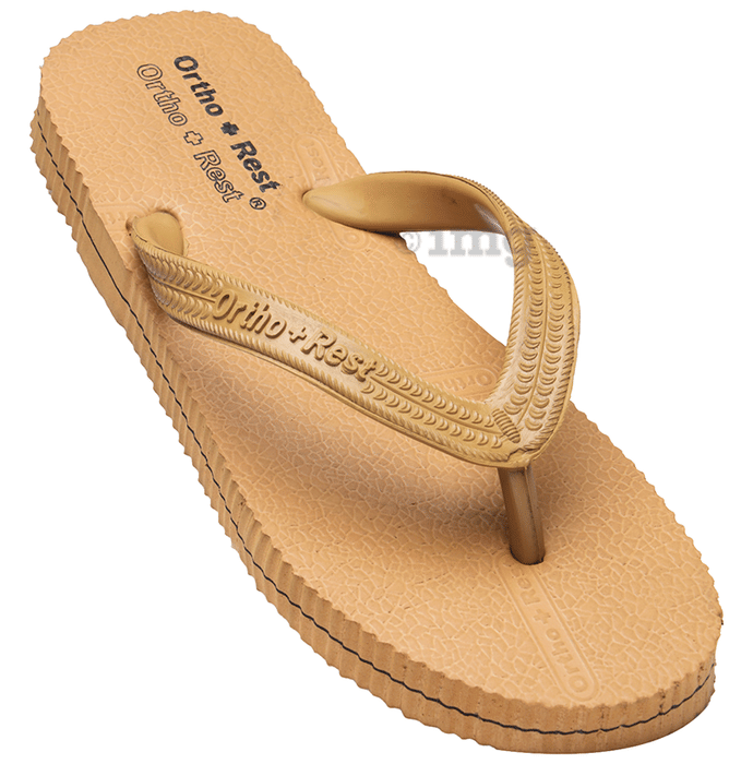 Ortho + Rest Unisex Hawaii Chappal Orthopedic Comfort, Bathroom Rubber Flip-Flops Tan 6