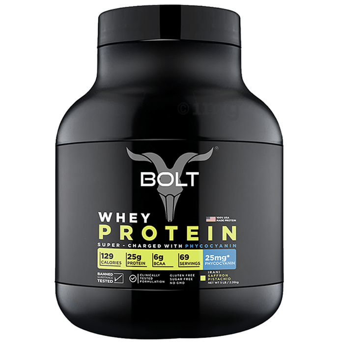 Bolt Whey Protein for Muscle Growth & Lean Muscle Mass | Flavour Powder Irani Saffron Pistachio