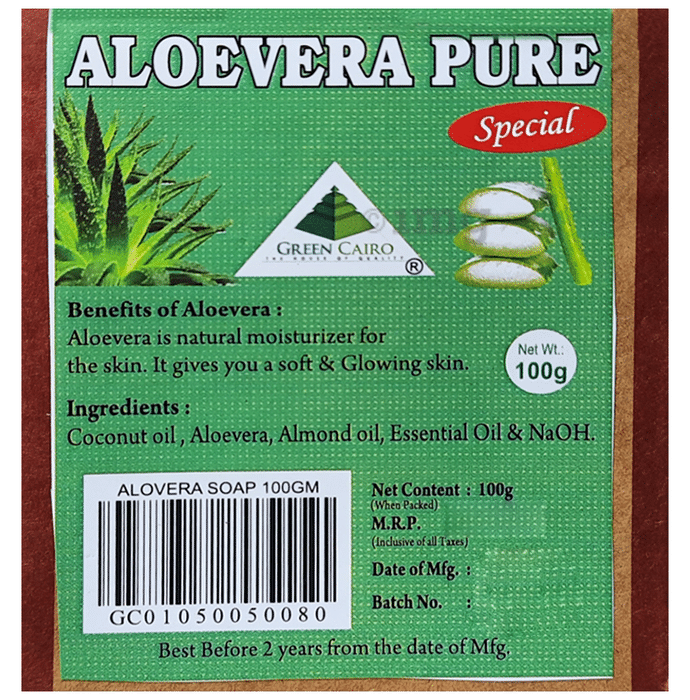 Green Cairo Aloevera Pure Special Hand Made Herbal Soap (100gm Each)