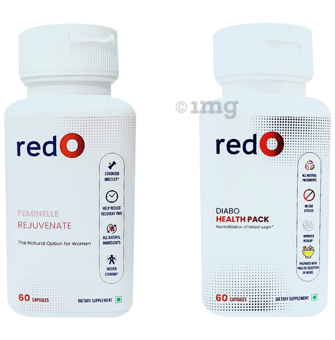 Redo Combo Pack of Feminelle Rejuvenate Capsule & Diabo Health Pack Capsule (60 Each)