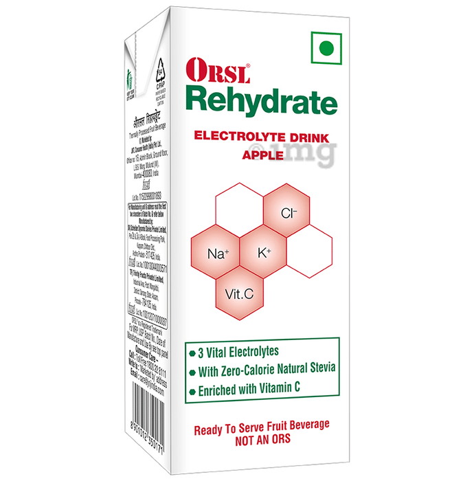 ORSL Rehydrate Drink with Electrolytes, Vitamin C & Stevia | Flavour Apple