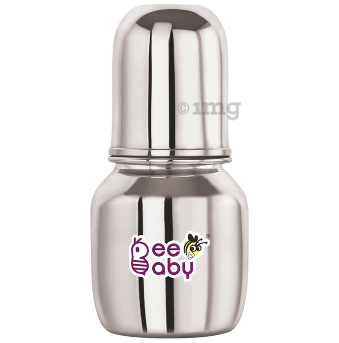 BeeBaby  2 in 1 Ultimate Stainless Steel Infant Baby Feeding Bottle with Anti Colic Nipple & Silicone Sippy Spout 4 Months +