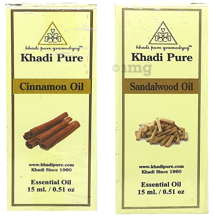 Khadi Pure Combo Pack of Cinnamon Oil & Sandalwood Oil (15ml Each)
