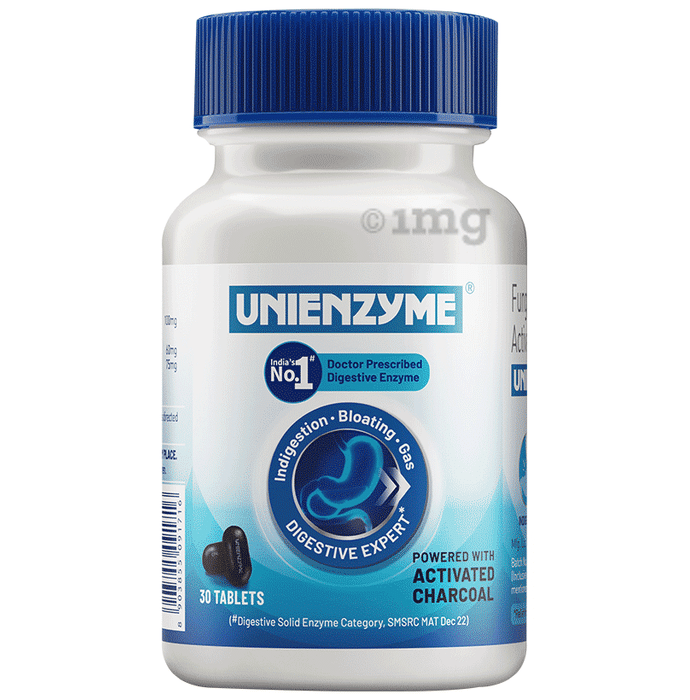 Unienzyme Tablet with Activated Charcoal | For Indigestion, Bloating & Gas Relief