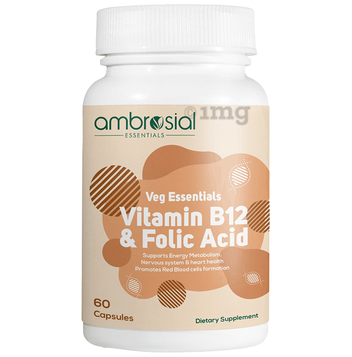 Ambrosial Veg Essentials Vitamin B12 & Folic Acid Capsule Buy bottle