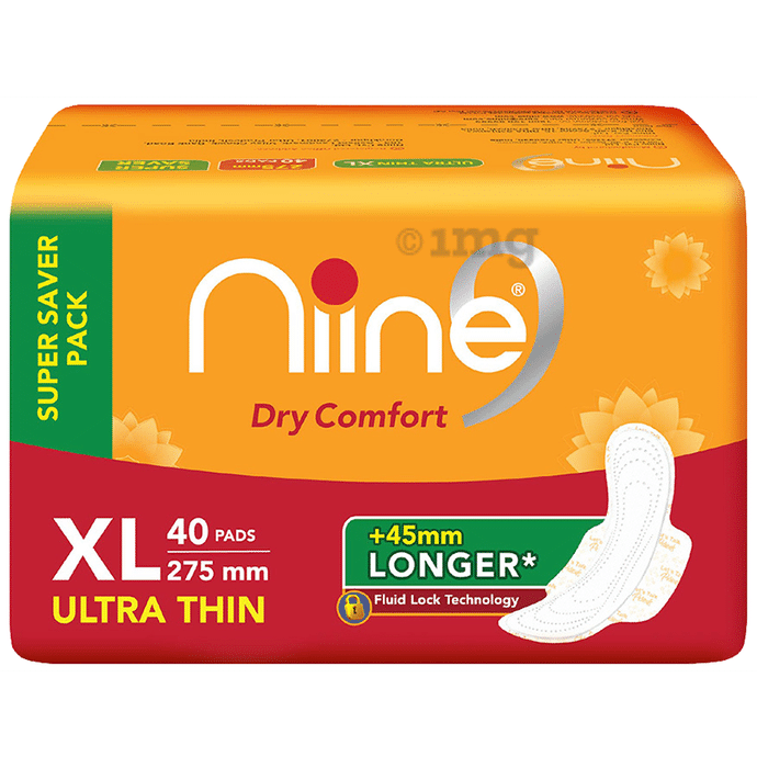 Niine Naturally Soft Ultra Thin Sanitary Pads with Biodegradable Disposal  Bag Free XL