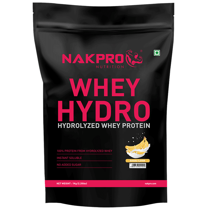 Nakpro Nutrition Whey Hydro Hydrolyzed Whey Protein Powder Banana
