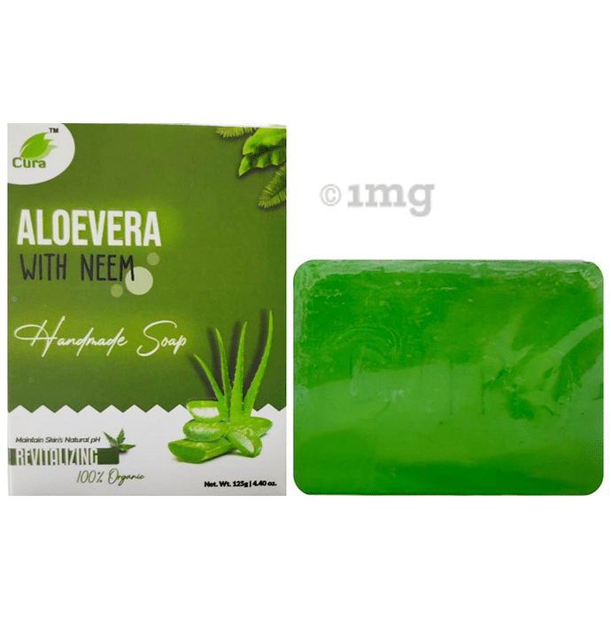Cura Aloevera with Neem Handmade Soap (125gm Each)