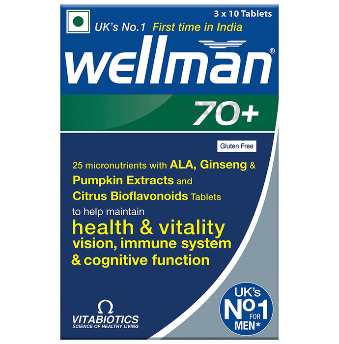 Wellman 70+ Health Supplement to Maintain Health & Vitality Vision, Immunace System & Cognitive System Tablet