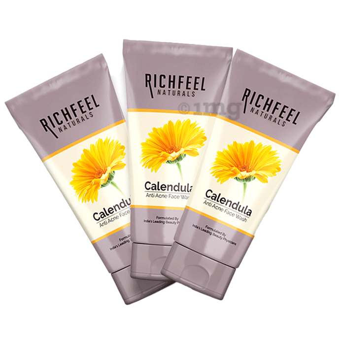 Richfeel Anti Acne Calendula Face Wash For Skin Prone to Acne & Blemishes (100gm Each)