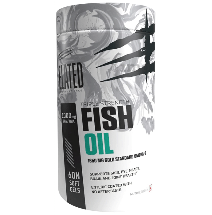 Elated Sports Science Triple Strength Fish Oil Softgel | For Skin, Eye, Heart, Brain & Joint Health