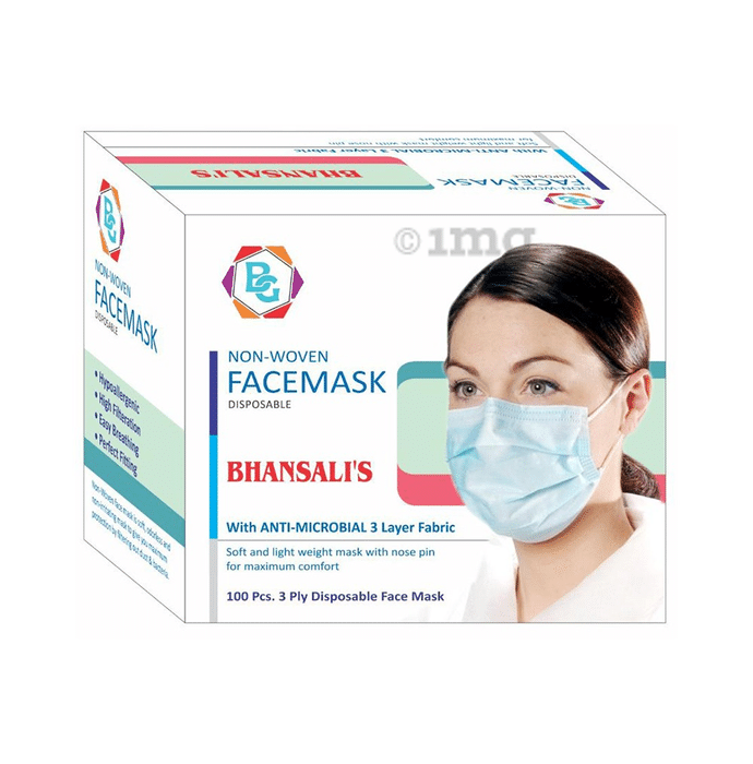 Bhansali Non-Woven 3 Ply Disposable Individual Pack Face Mask