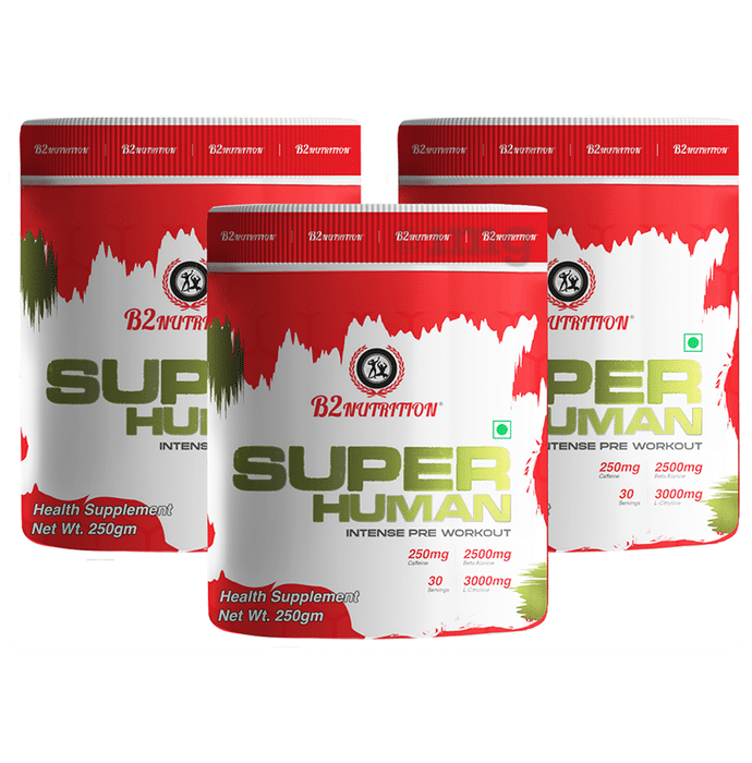 B2 Nutrition  Super Human Intense Pre-Workout Powder (250gm Each) Mango