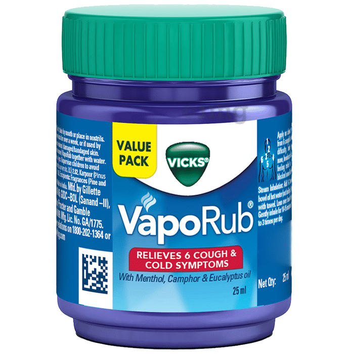 Vicks Vaporub Balm with Menthol, Camphor & Eucalyptus Oil | Relieves 6 Symptoms of Cough & Cold | Goodness of Ayurveda