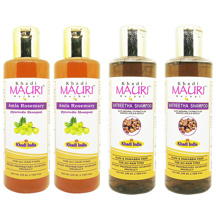 Khadi Mauri Herbal Combo Pack of Amla Rosemary & Satritha Shampoo(210ml Each)