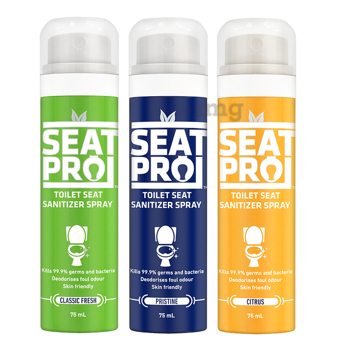 Seat Pro Toilet Seat Sanitizer Spray (75ml Each) Classic Fresh, Pristine & Citrus