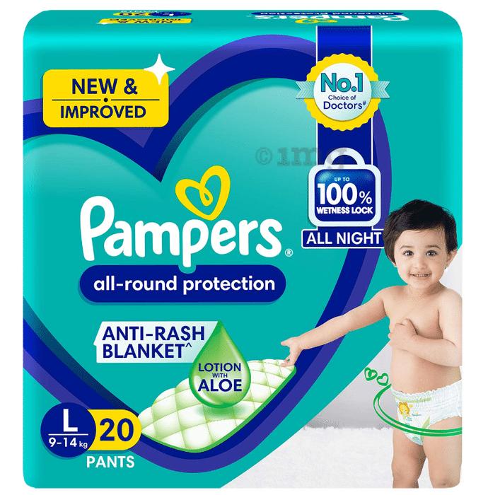 Pampers All-Round Protection Anti Rash Blanket Lotion with Aloe Vera Diaper Large