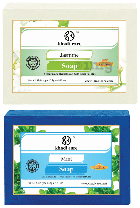 Khadi Care Combo Pack of Herbal Jasmine Soap & Mint Soap (125gm Each)