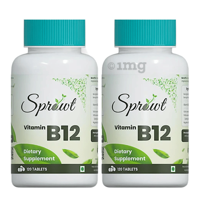 Sprowt Vitamin B12 Tablet (120 Each) Buy combo pack of 2.0 bottles at