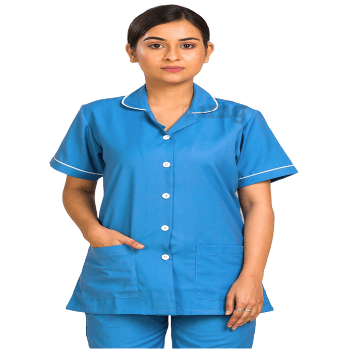 Agarwals Nurse Uniform Softn Comfy Pure Viscose Cotton Sky Blue XXXL