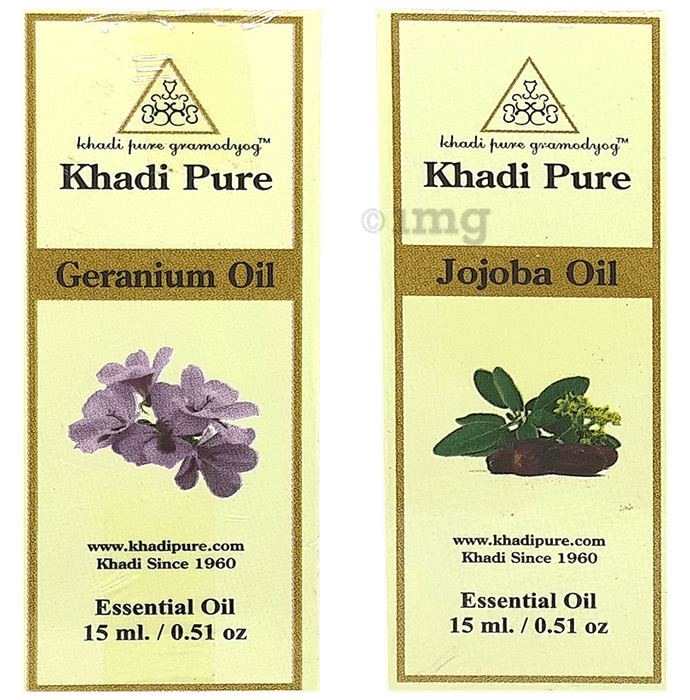 Khadi Pure Combo Pack of Geranium Oil & Jojoba Oil (15ml Each)