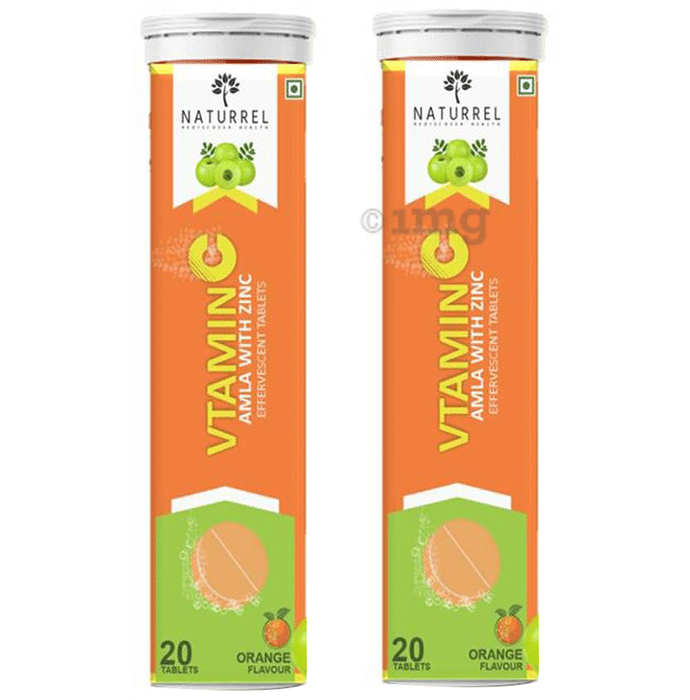 Naturrel Vitamin C Amla with Zinc | Flavour Orange Effervescent Tablet Buy 1 Get 1 Free