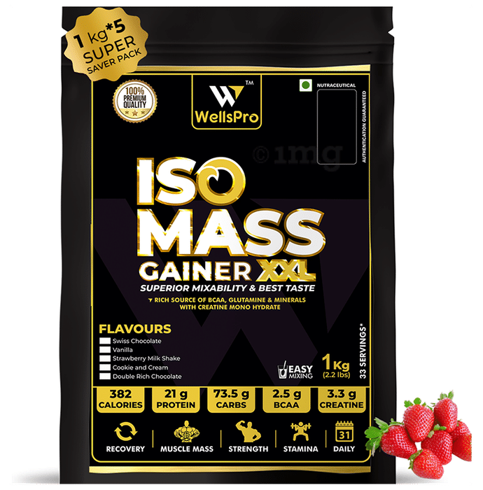 WellsPro Iso Mass Gainer XXL (1kg Each) Strawberry