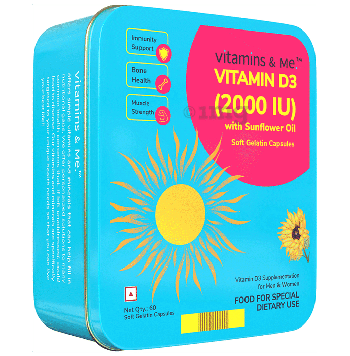 Vitamins & Me Vitamin D3 (2000 IU) Soft Gelatin Capsule (60 Each)