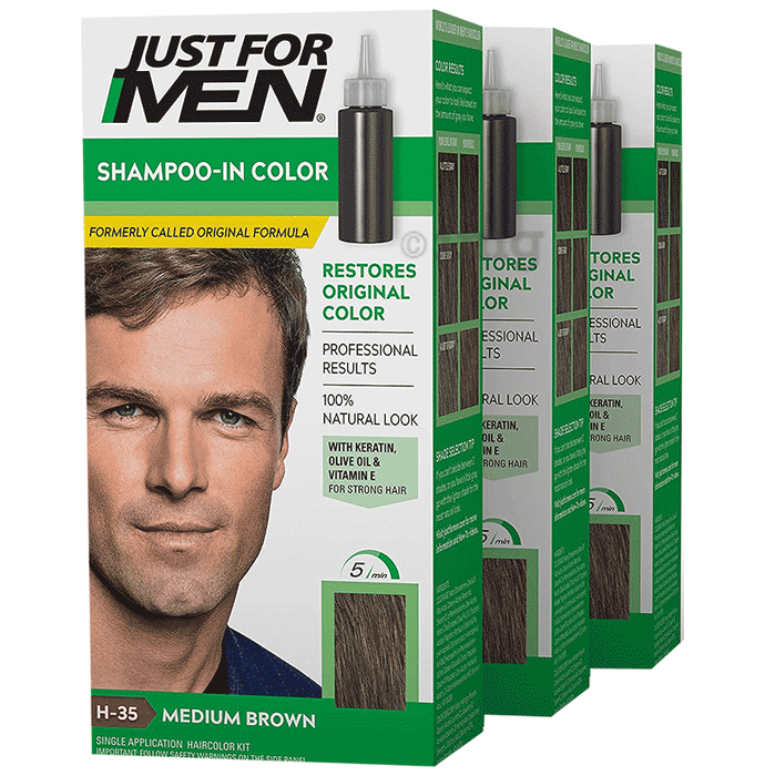 Just for Men Shampoo-in Color H-35 Mens Hair Dye Medium Brown