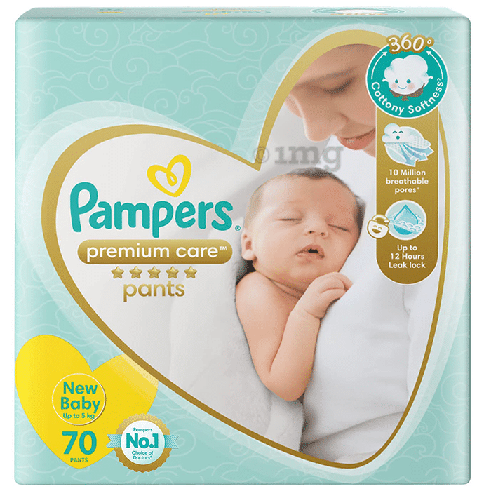 Pampers Premium Care Pants with Aloe Vera & Cotton-Like Softness | Size NB